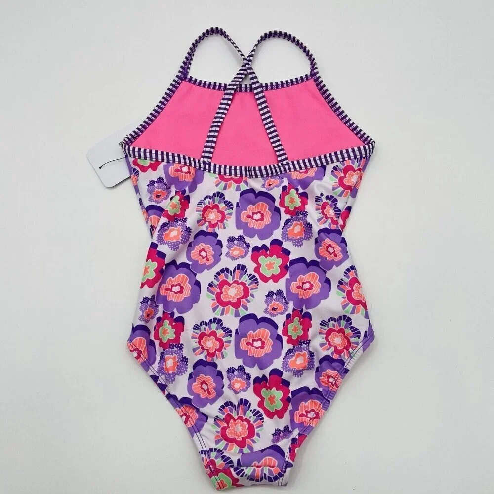 Dolfin Uglies‎ Youth Girls Size 14 Floral Print One Piece Swimsuit DS9510 2509